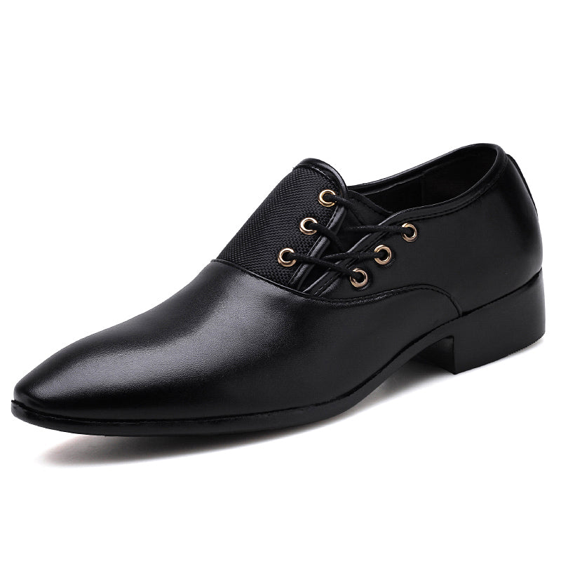 Mens Formal Business Shoes Slick Surfaced Mid Heel Wedding Party Dress Lace-Up Genuine BLACK BROWN