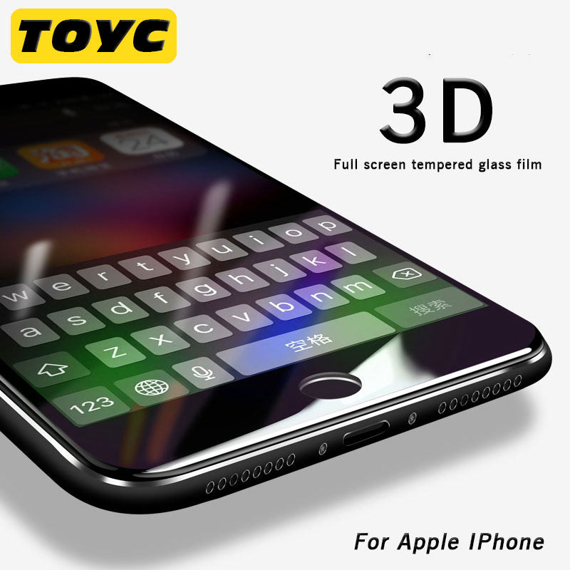 (2 Piece)New 3D tempered glass film IPhone X 7 8 6 Plus tempered film full screen arc edge tempered Screen