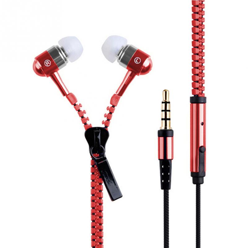 new 3.5mm In-ear Zipper Earphone Stereo Headset Handsfree Headphone with Mic Luxury