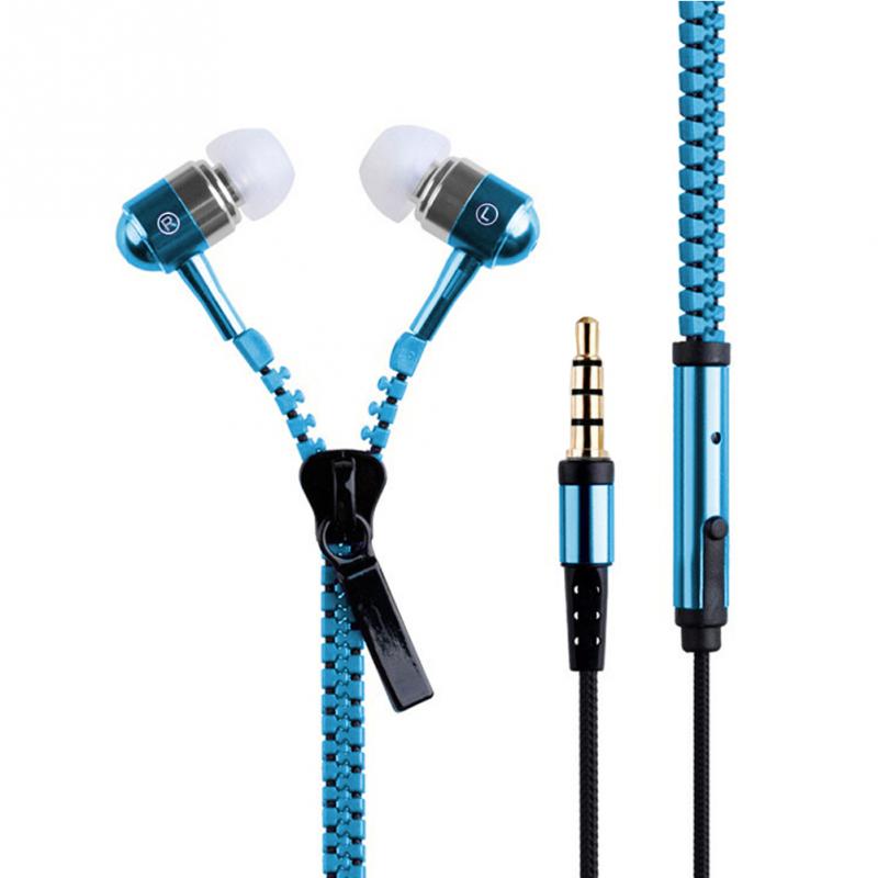 new 3.5mm In-ear Zipper Earphone Stereo Headset Handsfree Headphone with Mic Luxury