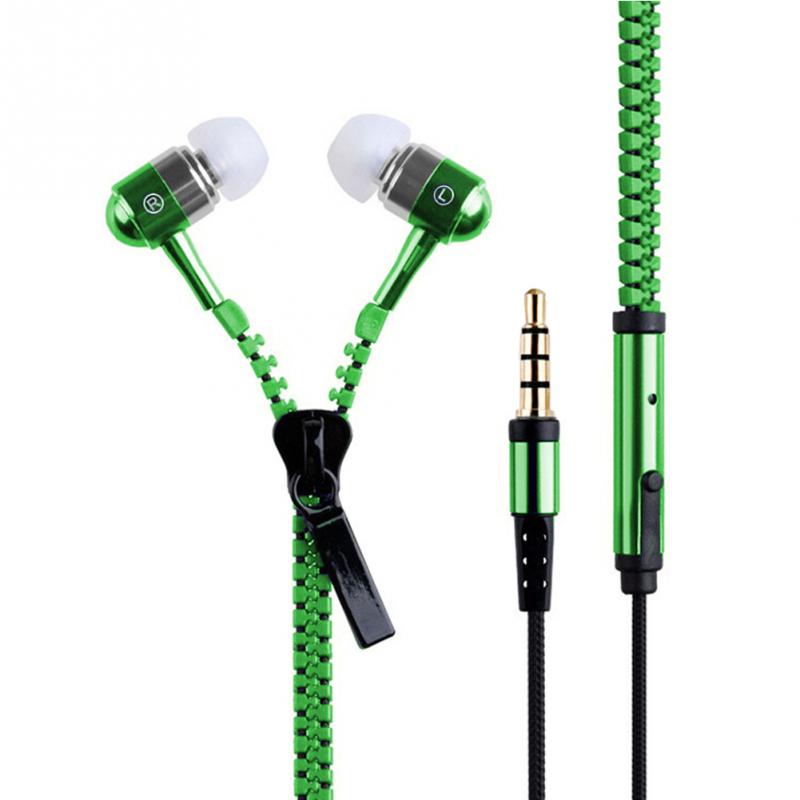 new 3.5mm In-ear Zipper Earphone Stereo Headset Handsfree Headphone with Mic Luxury