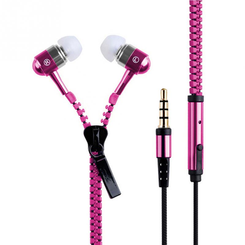 new 3.5mm In-ear Zipper Earphone Stereo Headset Handsfree Headphone with Mic Luxury