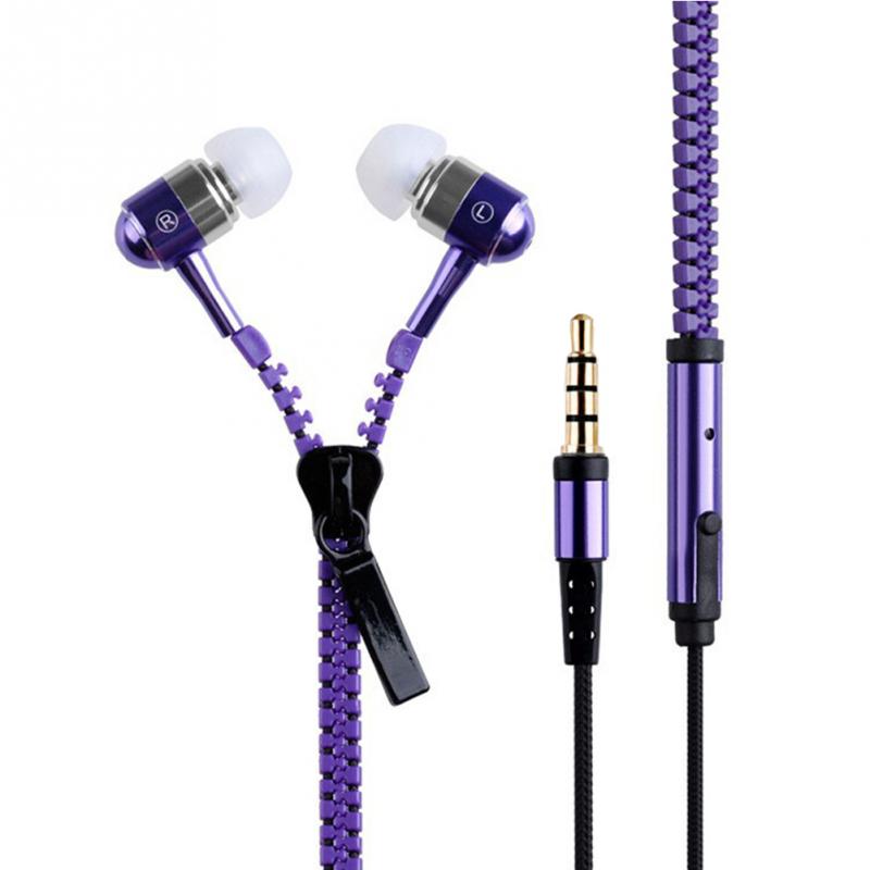 new 3.5mm In-ear Zipper Earphone Stereo Headset Handsfree Headphone with Mic Luxury