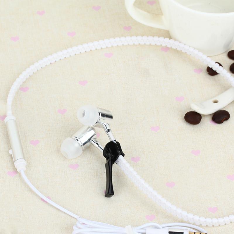new 3.5mm In-ear Zipper Earphone Stereo Headset Handsfree Headphone with Mic Luxury
