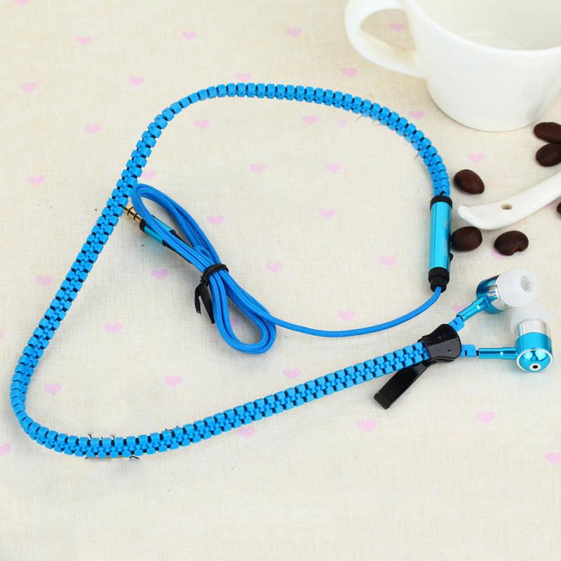 new 3.5mm In-ear Zipper Earphone Stereo Headset Handsfree Headphone with Mic Luxury