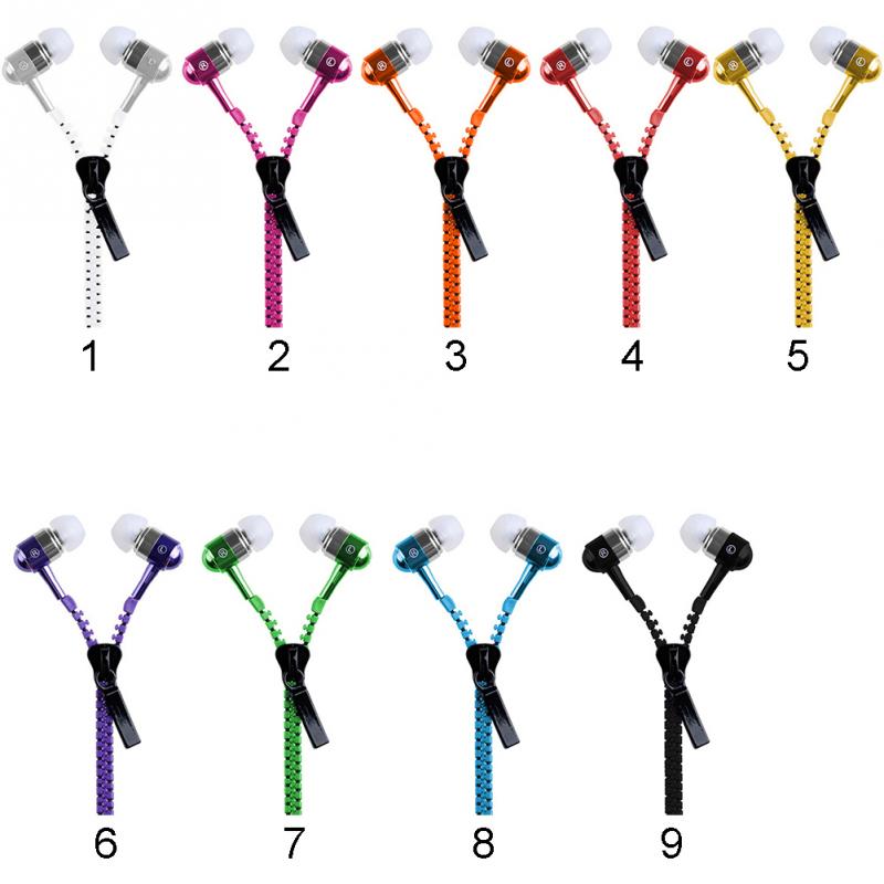 new 3.5mm In-ear Zipper Earphone Stereo Headset Handsfree Headphone with Mic Luxury