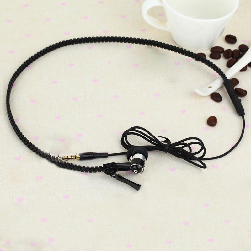 new 3.5mm In-ear Zipper Earphone Stereo Headset Handsfree Headphone with Mic Luxury