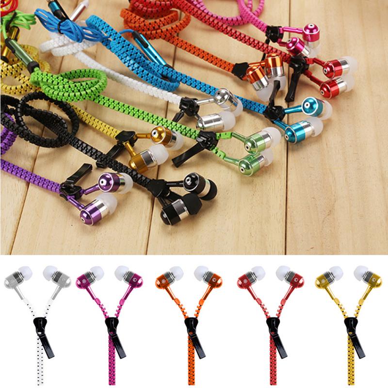 new 3.5mm In-ear Zipper Earphone Stereo Headset Handsfree Headphone with Mic Luxury