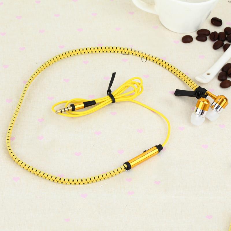 new 3.5mm In-ear Zipper Earphone Stereo Headset Handsfree Headphone with Mic Luxury