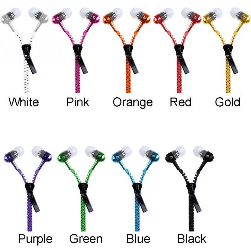 new 3.5mm In-ear Zipper Earphone Stereo Headset Handsfree Headphone with Mic Luxury