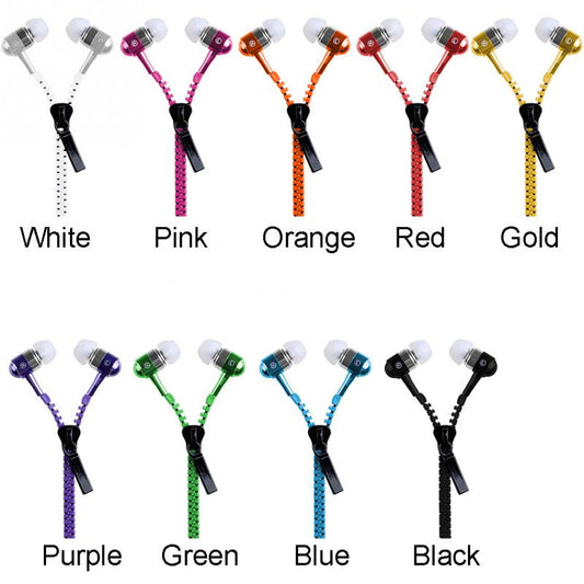new 3.5mm In-ear Zipper Earphone Stereo Headset Handsfree Headphone with Mic Luxury