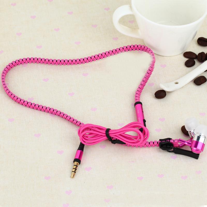 new 3.5mm In-ear Zipper Earphone Stereo Headset Handsfree Headphone with Mic Luxury