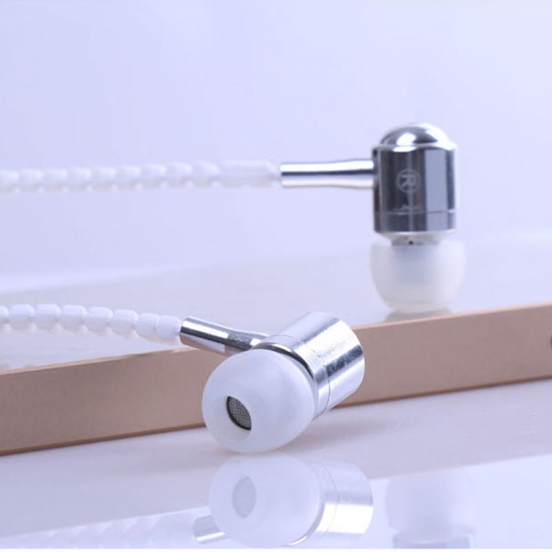 new 3.5mm In-ear Zipper Earphone Stereo Headset Handsfree Headphone with Mic Luxury