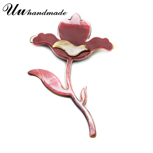 Big red acrylic flower brooch fashion jewelry