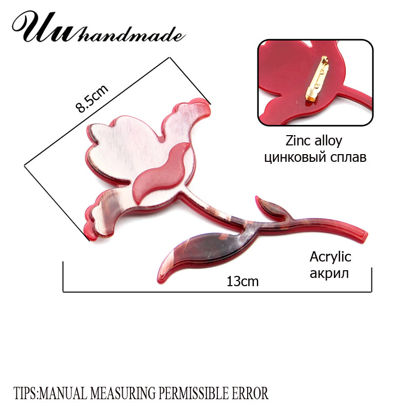 Big red acrylic flower brooch fashion jewelry