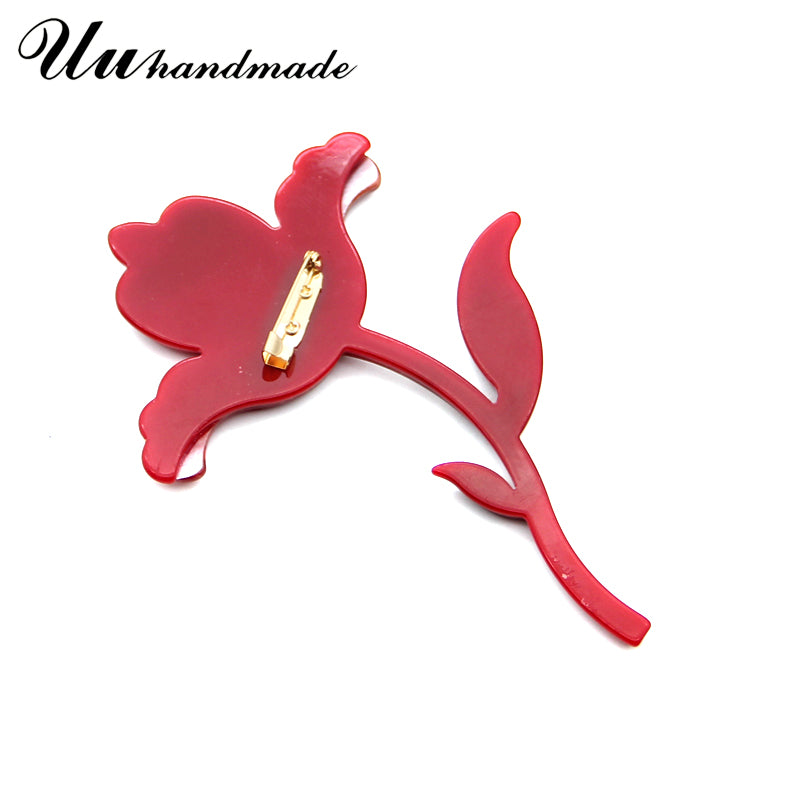Big red acrylic flower brooch fashion jewelry