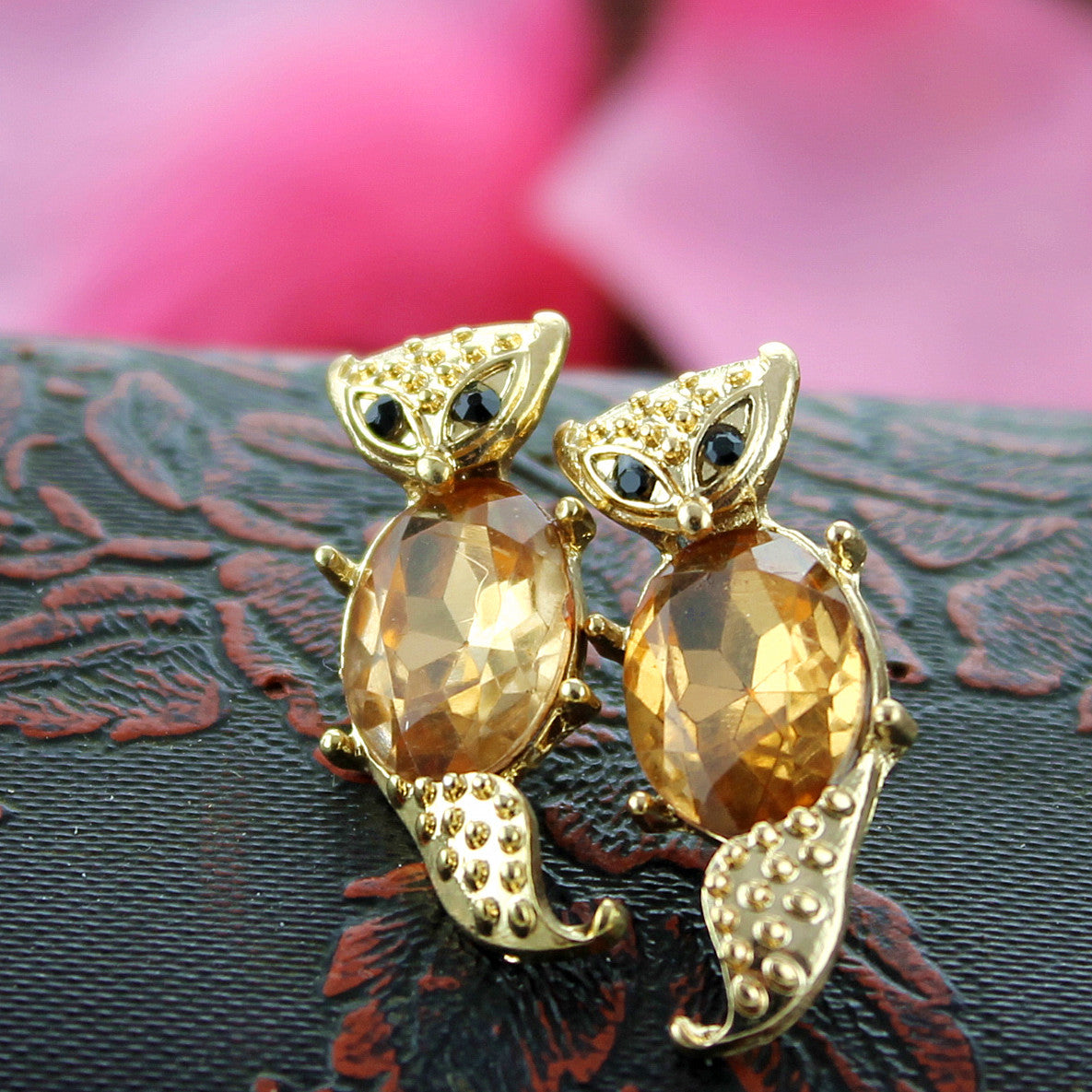 E-61 Euisite holiday gifts High quality gold-plated fox earrings Elegant fashion