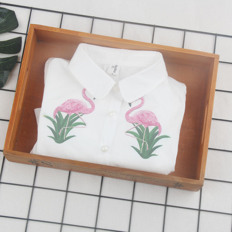 Kids Girls Shirts Spring Fall 2018 Children White Blouses Cotton teenage School Bow Clothing Big Girl Print Tops