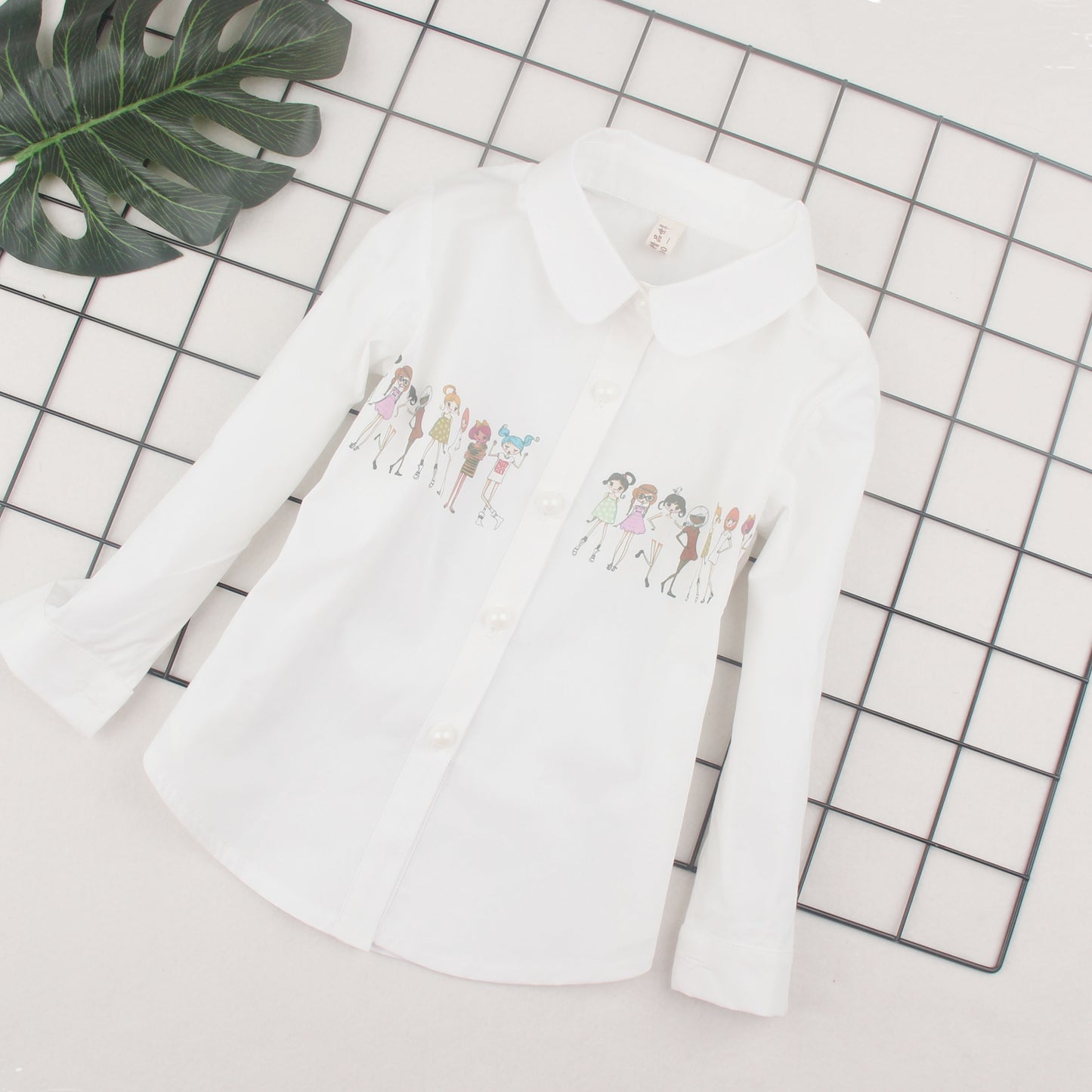 Kids Girls Shirts Spring Fall 2018 Children White Blouses Cotton teenage School Bow Clothing Big Girl Print Tops