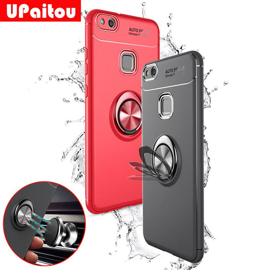 Car Holder Case for Huawei P10 Lite Back Cover Ring Holder Magnetic Suction Bracket Case for Huawei P10 Lite Phone Case