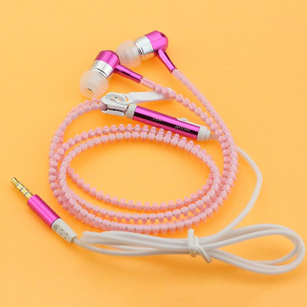 Headphone Zipper 3.5mm Jack LED Light In-Ear Earphone Headset  Noise Cancelling