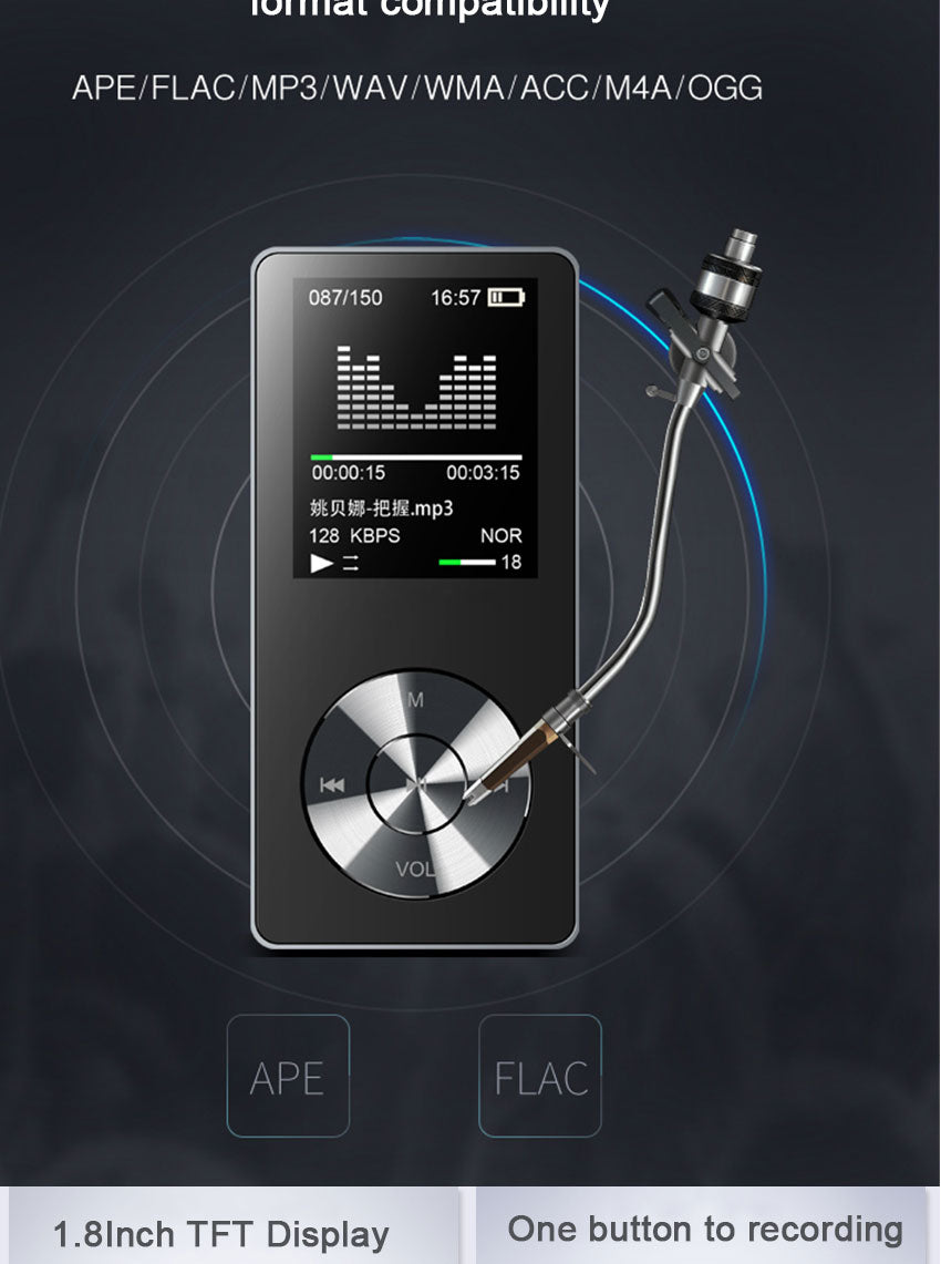 MP3 player lossless HiFi MP3 Music player with High Quality Sound out Speaker E-book FM radio Clock