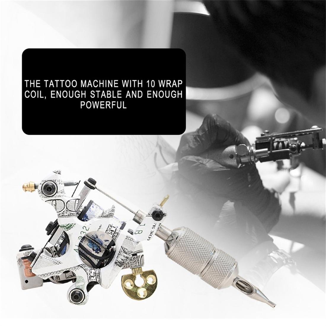 HZH Cast Iron Tattoo Machine US Dollar Design 10 Wrap Coil Tattoo Gun For Body Art