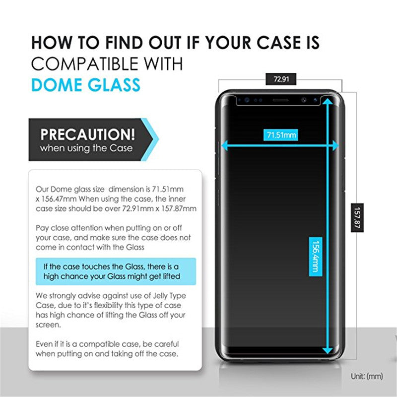 Dome Glass For Galaxy Note 8 Screen Protector Tempered Glass Shield,Easy Install