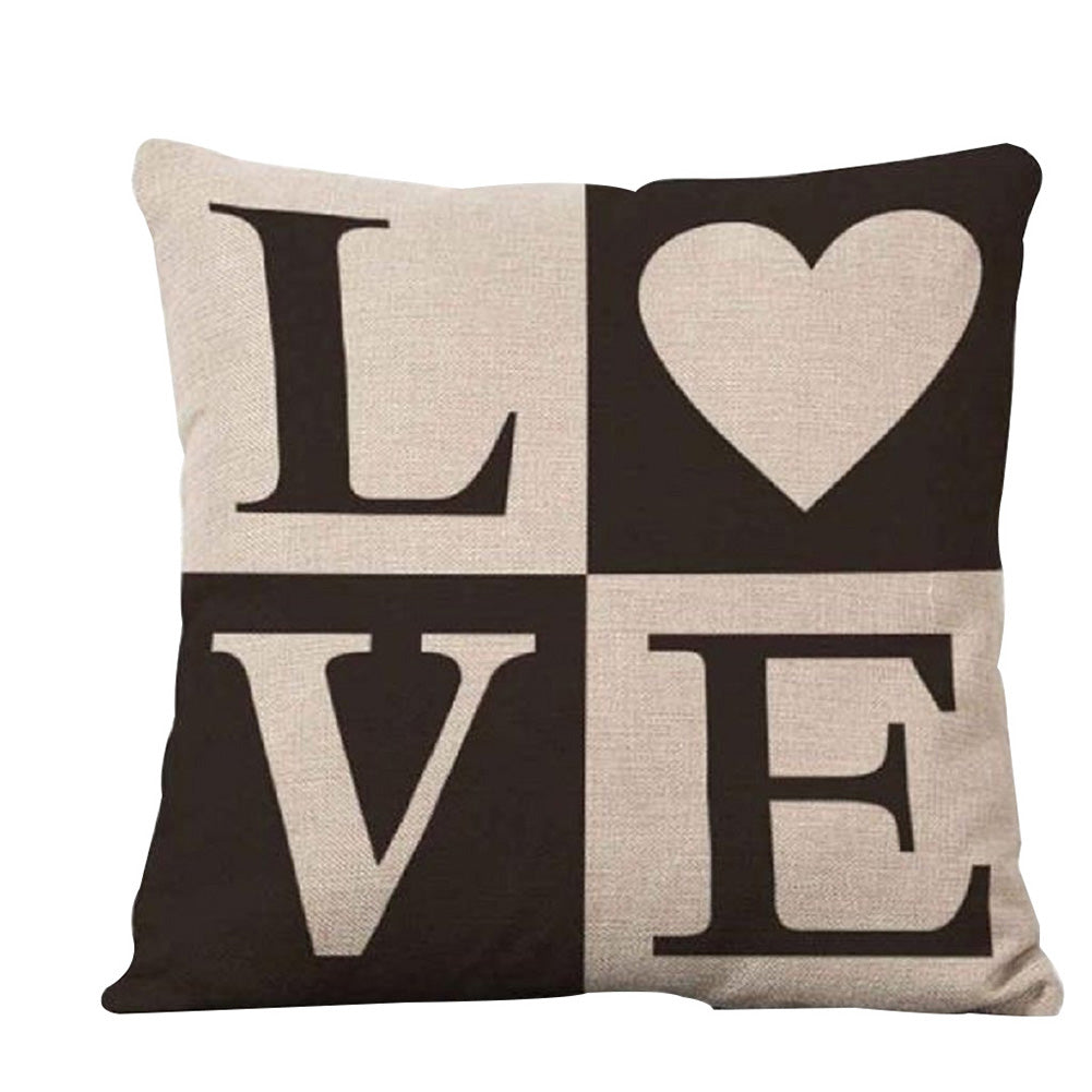 Love Letter Printed Pillow Case Bed Sofa Square Throw Cushion Cover Decoration