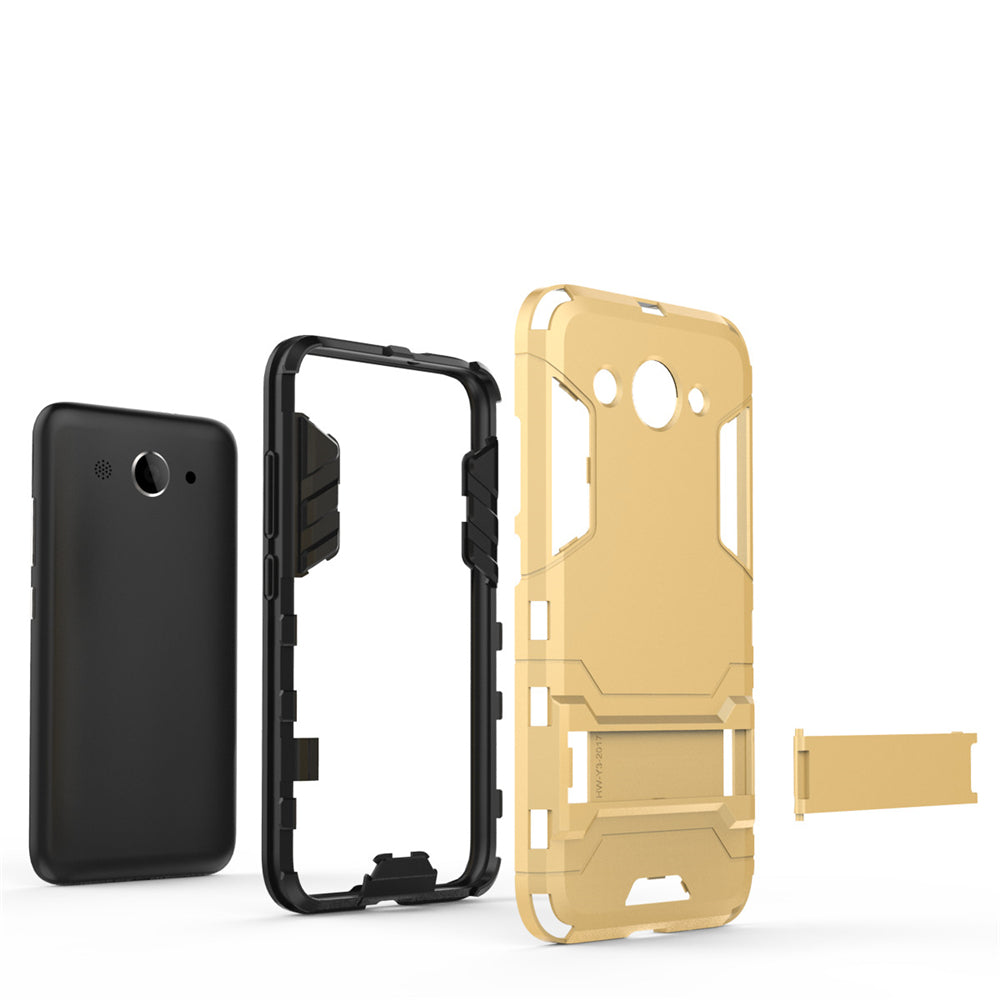 Case for Huawei Y3 2017 with Stand Back Cover Solid Colored Hard PC Material