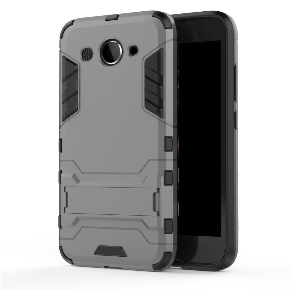 Case for Huawei Y3 2017 with Stand Back Cover Solid Colored Hard PC Material