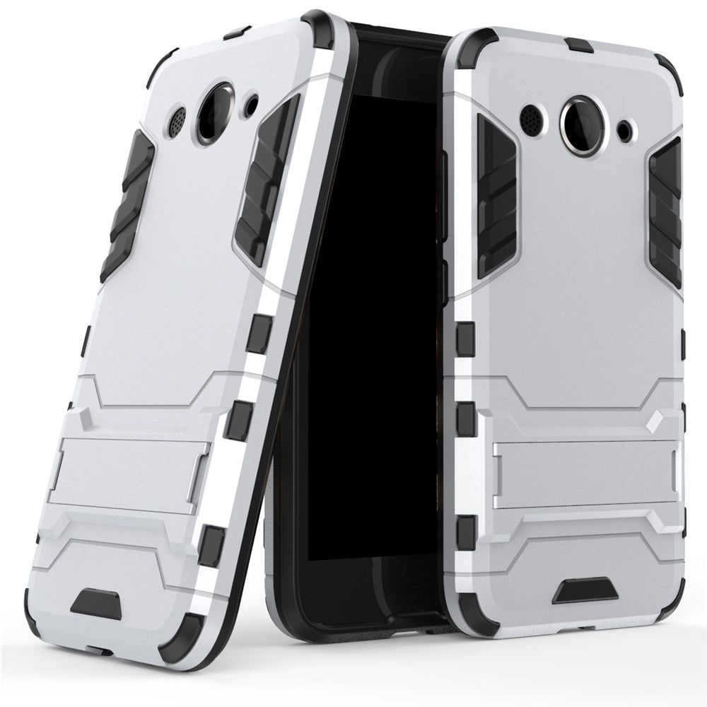 Case for Huawei Y3 2017 with Stand Back Cover Solid Colored Hard PC Material