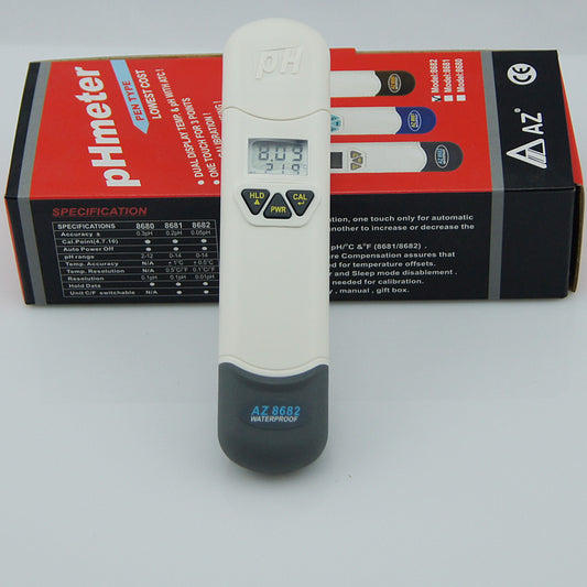 AZ8682 Waterproof Digital PH Testing Pen PH Meter Temperature Tester With LCD Dual Display Range: 0-14.0PH Accuracy: 0.05PH