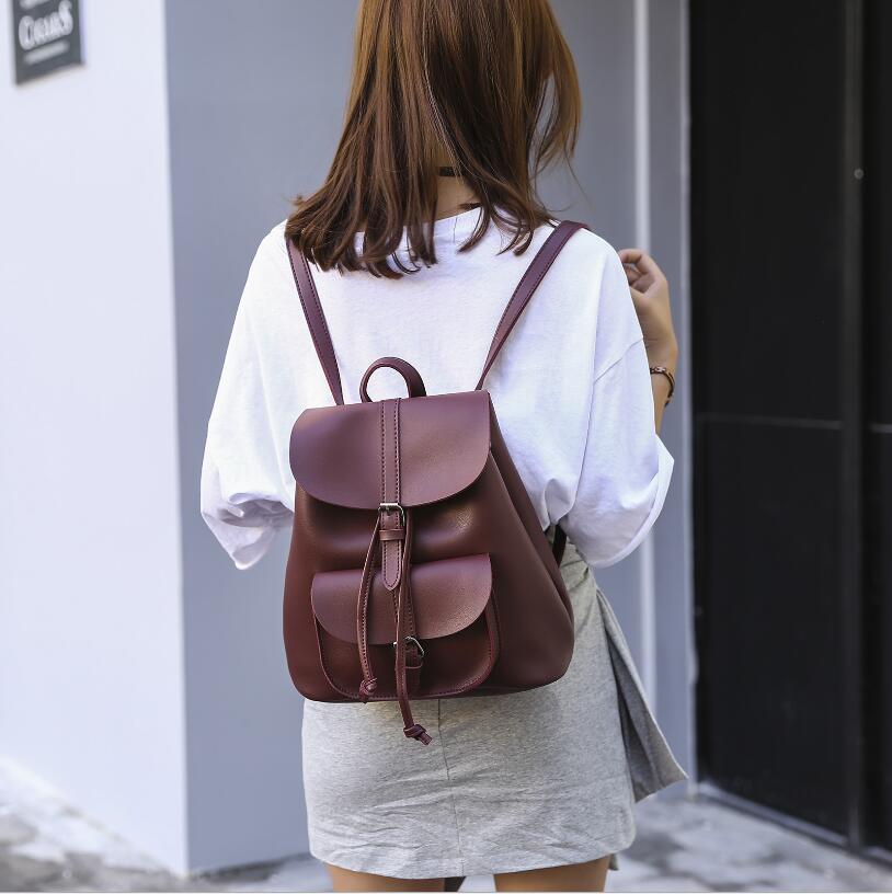 New retro handbags fashion pu women's backpack leisure travel shoulder bag Mochila