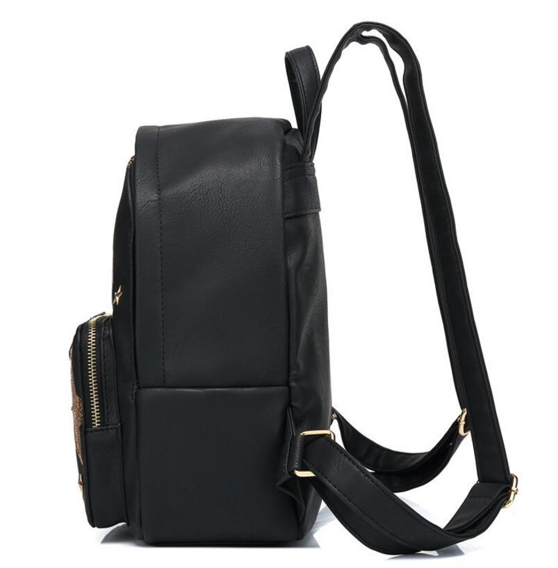 2018 new ladies shoulder bag embroidered five-pointed star PU shoulder bag travel sports outdoor backpack Mochila