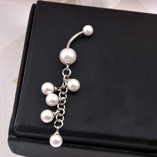 Women's Fashion Faux Pearls Body Piercing Navel Belly Button Ring Xmas Gift