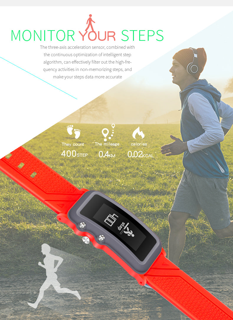 Fitness Smart Bracelet SmartBand Sport WristBand Watch Heart Rate Blood Pressure Monitor Waterproof for IOS Android