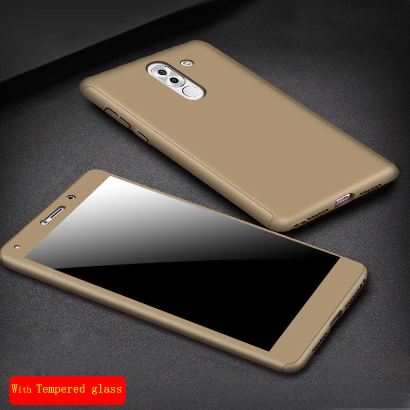 For Huawei Honor6X/GR5 2017/Mate 9 Lite Case Ultra Thin Hard PC Matte 360 Degree Full Case Cover with Tempered glass