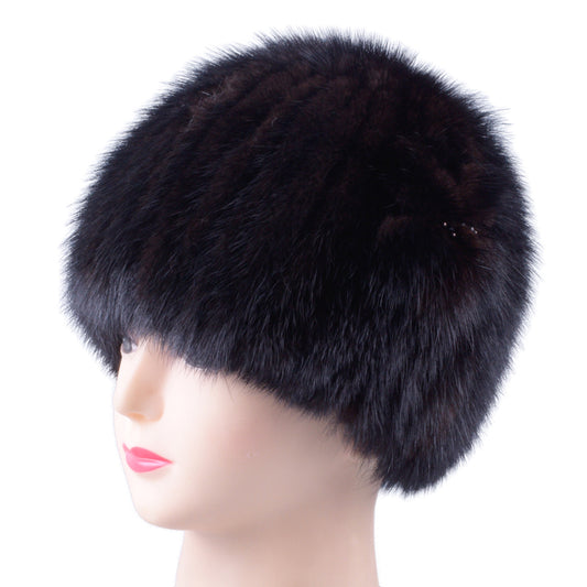 Winter hats for women knit mink fur hat floral high quality elegant woman ski beanie hats caps for girl lady LQ11271