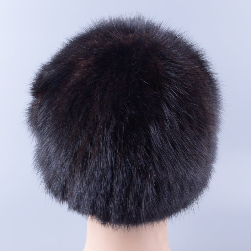 Winter hats for women knit mink fur hat floral high quality elegant woman ski beanie hats caps for girl lady LQ11271