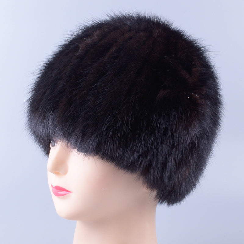 Winter hats for women knit mink fur hat floral high quality elegant woman ski beanie hats caps for girl lady LQ11271