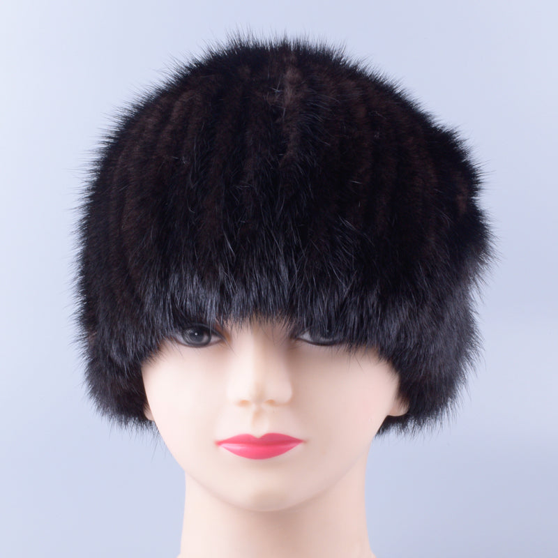 Winter hats for women knit mink fur hat floral high quality elegant woman ski beanie hats caps for girl lady LQ11271