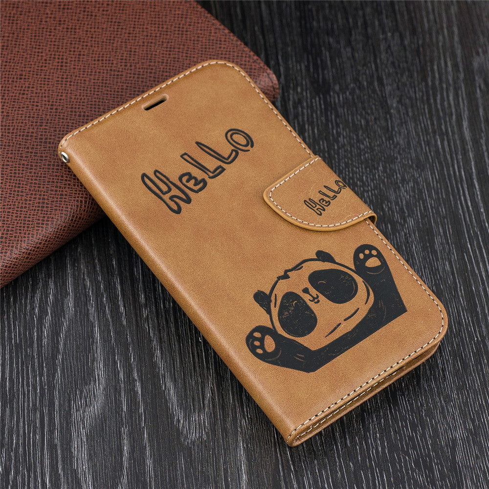 Samsung Galaxy J7 Pro/J7 2017/J730 Fashion New Premium Leather Flip Cover With Card Slot Hello Panda Embossed Leather Flip Case