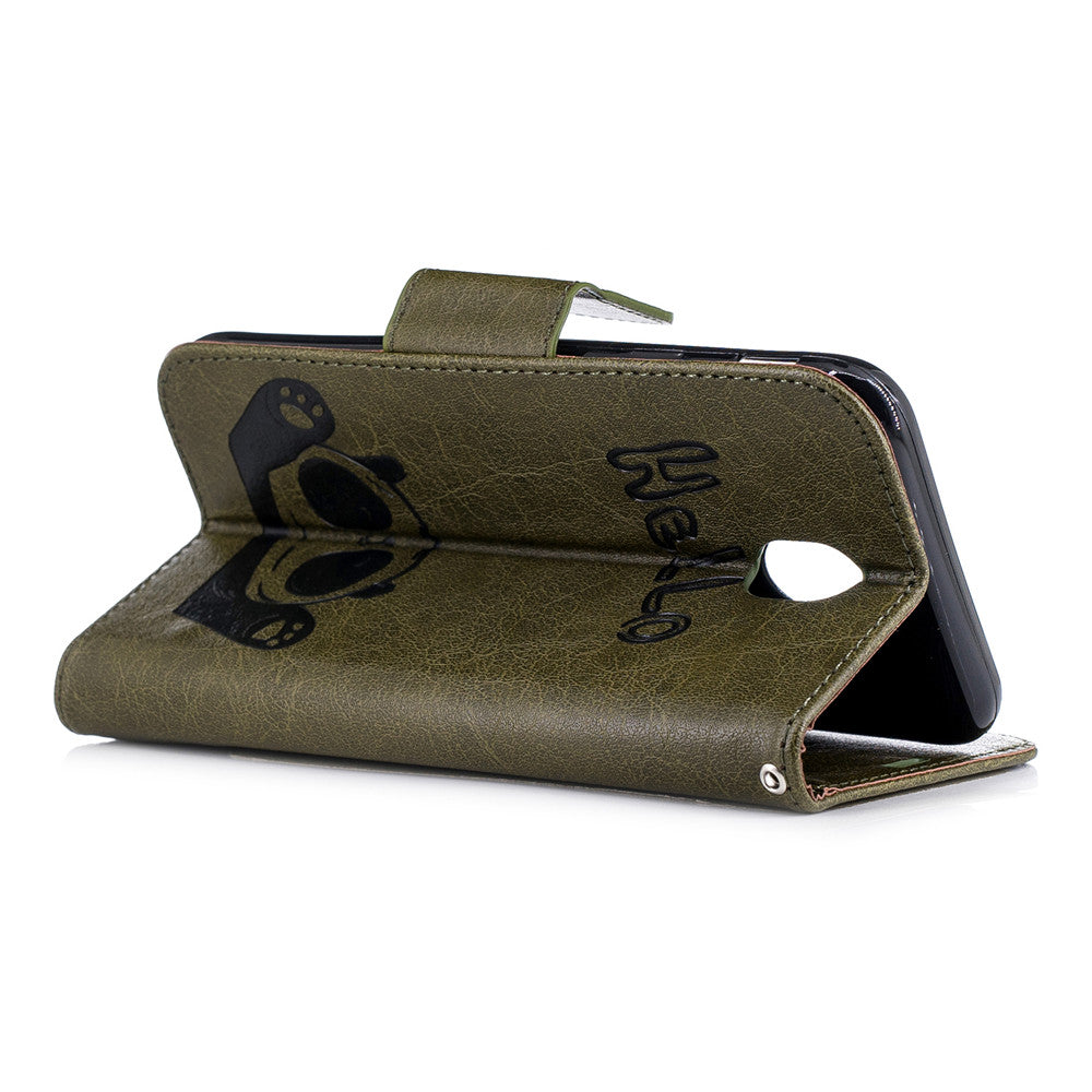 Samsung Galaxy J7 Pro/J7 2017/J730 Fashion New Premium Leather Flip Cover With Card Slot Hello Panda Embossed Leather Flip Case