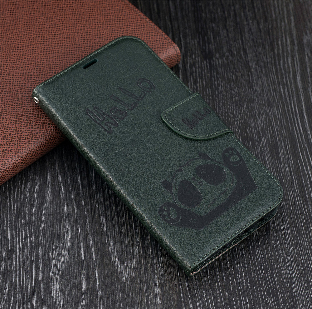 Samsung Galaxy J7 Pro/J7 2017/J730 Fashion New Premium Leather Flip Cover With Card Slot Hello Panda Embossed Leather Flip Case