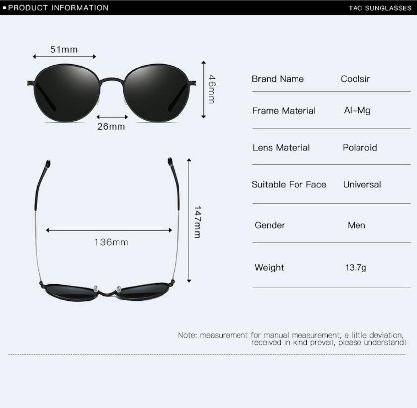 COOLSIR   Hot-selling aluminum-magnesium polarized sunglasses Men and women with polarized driving sunglasses 6508 retro glasses