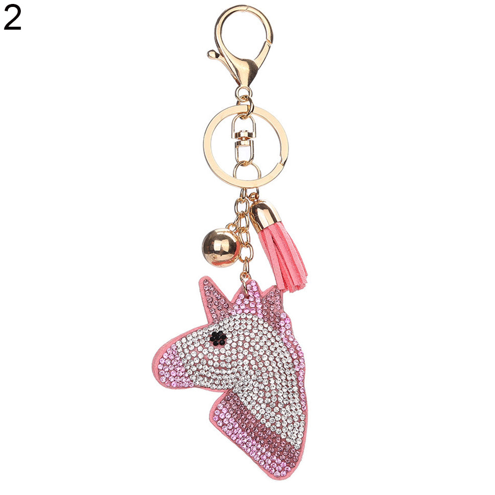 Full Rhinestones Unicorn Flamingo Tassels Key Chain Keychain for Bag Car Handbag