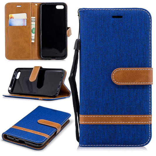 Huawei Y5 2018 Stand Case Wallet Card Slots Denim Jeans Leather Case With Stand