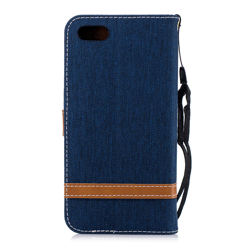 Huawei Y5 2018 Stand Case Wallet Card Slots Denim Jeans Leather Case With Stand