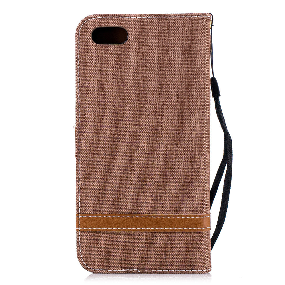 Huawei Y5 2018 Stand Case Wallet Card Slots Denim Jeans Leather Case With Stand